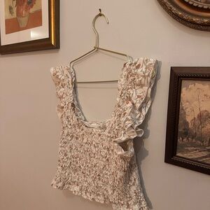 floral crop smocked top